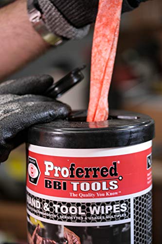 Image of T99001 PROFERRED Hand and Tool Wipes, Heavy Duty Tool Cleaning Wipes, Hand Cleaning Wipes, Degreasing, Waterless Hand Cleaner, Dual Surface, Work Surface Wipes,82 Count (Pack of 2)