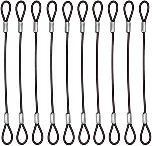 BOLWHAO 10 cables de seguridad de acero cuerda corta recubierta de vinilo cable de seguridad con cuerda de seguridad flexible para iluminación de