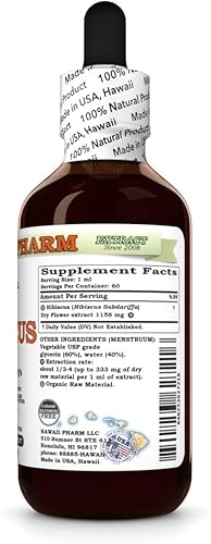 Miniatura 2 de Hawaii Pharm Extracto de hibisco sin alcohol, glicerita para apoyo antioxidante, promueve la circulación, apoya la vitalidad cardíaca, mejora la