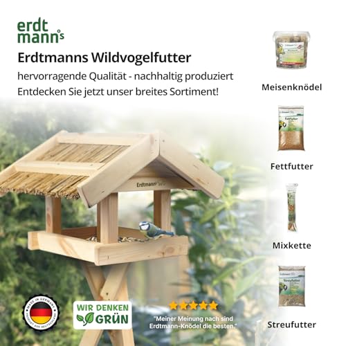 Erdtmanns Fettfutter für Wildvögel 10 kg – Energiereiches Wintermüsli mit Haferflocken, Erdnüssen & Rosinen – Für Amsel, Rotkehlchen & Co – Ganzjährig & schalenfrei