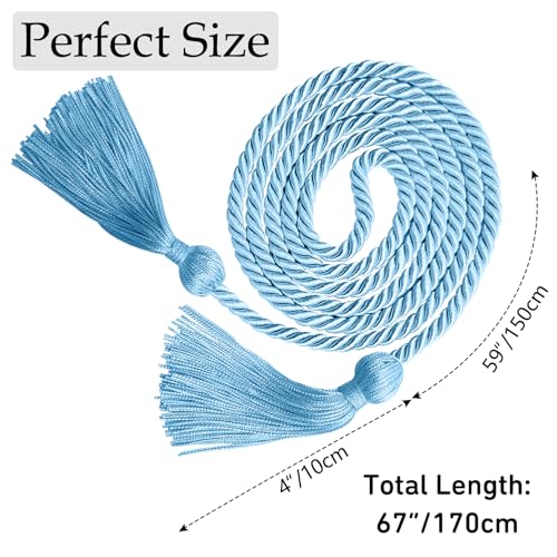 Image of Graduation Honor Cords Light Blue Yarn Cords with Tassels for Graduation Students