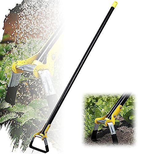 Hula Hoe for Weeding, Adjustable Long Handle (1.6-2.4m), Stainless Steel Loop Stirrup Hoe for Soil Loosening, Sharp and Durable Gardening Tool