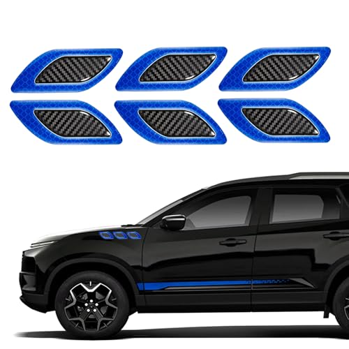 Image of Car Reflective Safety Stickers for Cars & Bikes, Side Fender Bumper, Night Visibility Warning Tape Waterproof High Intensity Reflector Decal Universal Fit (Set of 6, Blue)