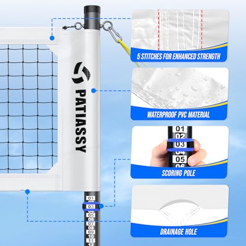 image for Patiassy Portable Professional Outdoor Volleyball Net Set with Adjusta