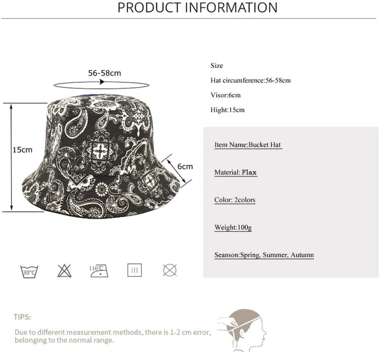 Bucket Hat Cotton Double-Side-Wear Reversible Sun Hat for Women Men, Summer Vacation Travel Beach Packable Fisherman Hat - Image 2