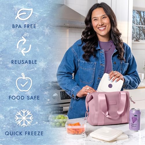 Image of Cool Coolers by Fit & Fresh Slim Ice Packs, Quick Freeze Reusable Ice Packs for Lunch Boxes & Coolers, Long-Lasting, Space Saving Lunch Ice Packs, Ivory, 4Pk