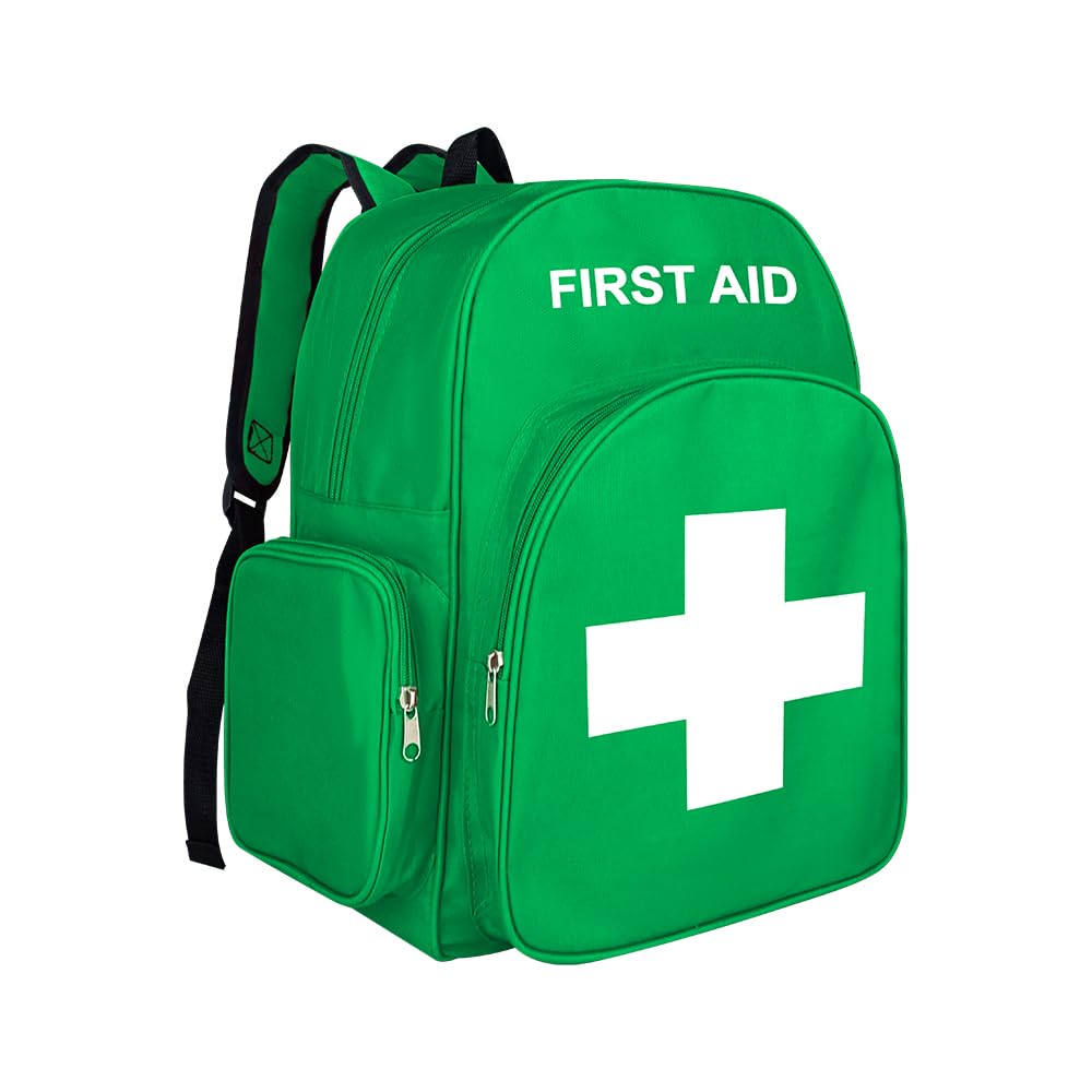 Jipemtra Red Emergency Bag First Aid Backpack Empty Medical Treatment First Responder Trauma Bags for Hiking Outdoors Travel Camping Daycare (LS)