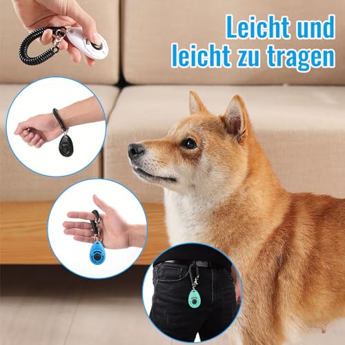 Diyife 4 Stück Hunde Clicker, Multi-Color Trainings-Clicker mit Handschlaufe, Klicker mit Großem Knopf, Hundeerziehung und Hundetraining, für Hund, Katze, Pferd (Cyan + Blau + Schwarz + Weiß)