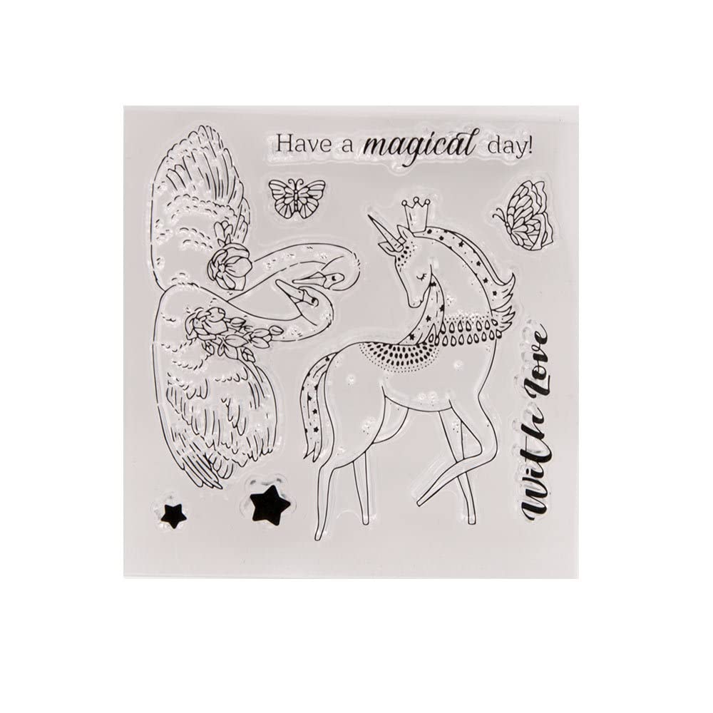 Arriettycraft Unicorn Clear Stamps For Card Making Or Journaling, Swans Rubber Stamps For Scrapbooking Photo Album Paper Crafting-A1986