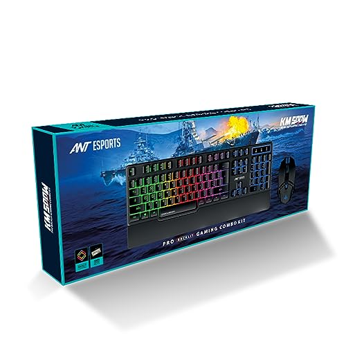 Ant Esports KM500W Gaming Backlit Keyboard and Mouse Combo, LED Wired