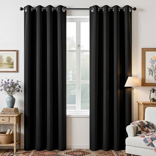 Joydeco Blackout Curtains for Bedroom 84 Inch - Black...