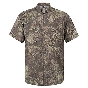 Alimens & Gentle Mens Short Sleeve Fishing Shirt Quick Dry Outdoor Sun Protection Camouflage Shirts, Snake, X-Large