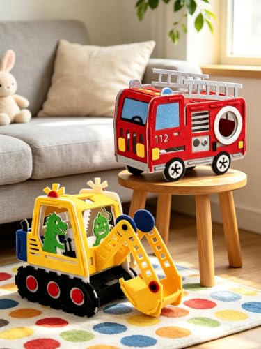 2 Stücke Laterne Kinder St Martin - Feuerwehrauto Bagger Laterne Bastelset – Bild 3
