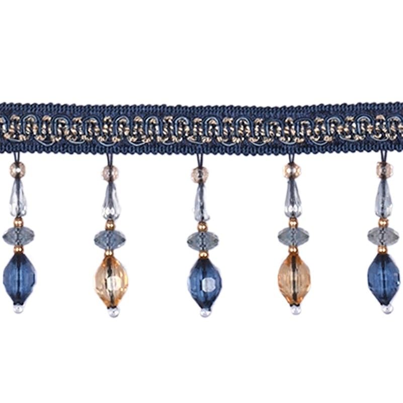 1 pièce de 3 mètres de franges en cristal for rideaux, abat-jour, canapés et décorations de mariage(Dark Blue)