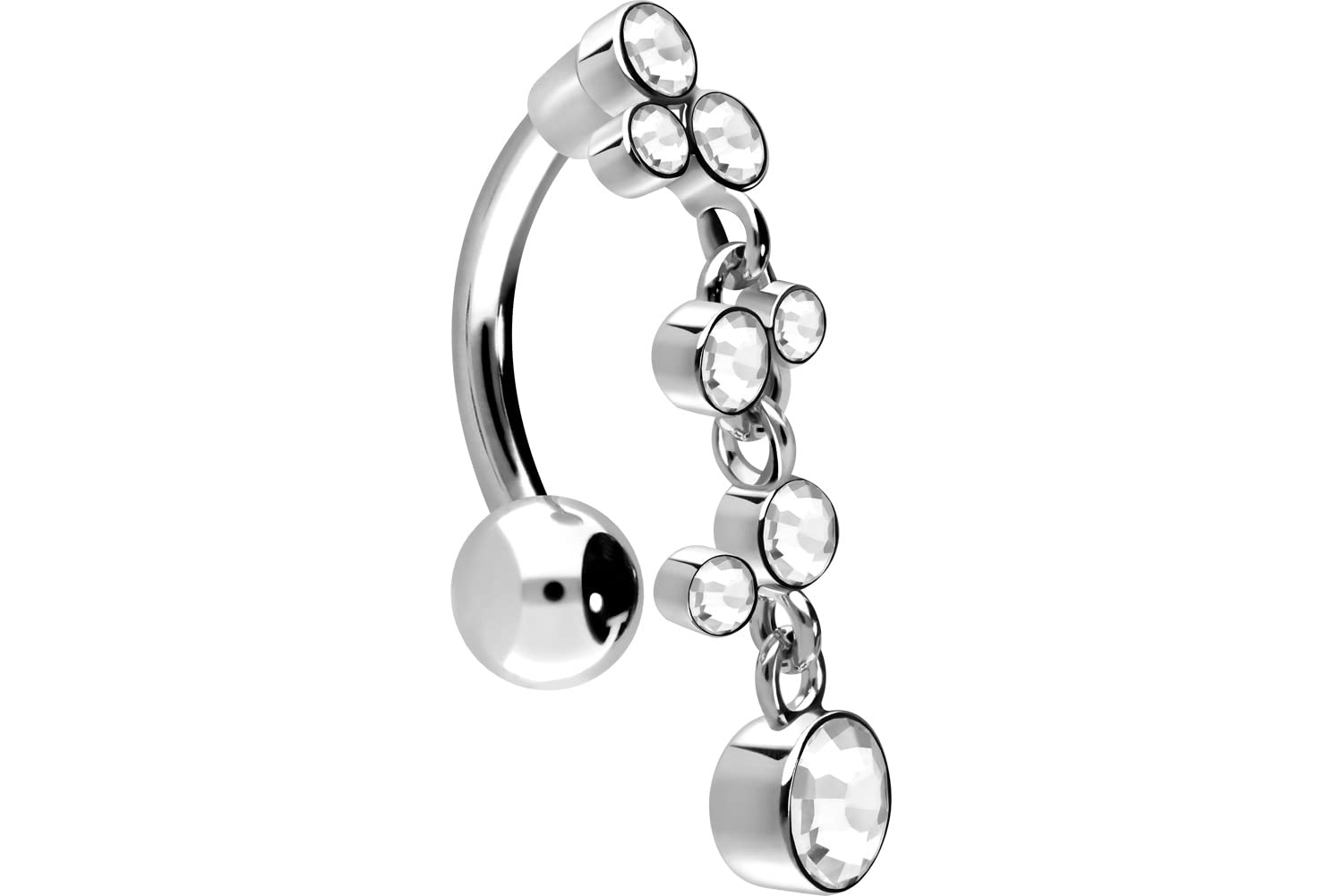 PIERCINGLINE Piercing de ombligo de titanio con colgante de cristal de plata 925 piercing bananabell banana selección de color