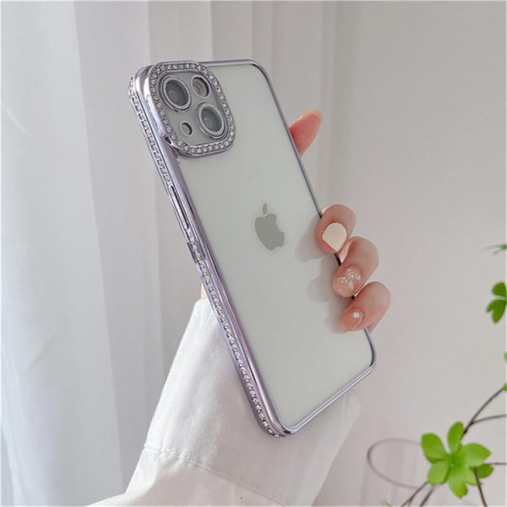 Coque iPhone 12 Pro Max antichoc violette transparente glitter diamond silicone soft - 7