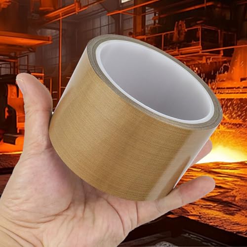 Image of BOMEI PACK PTFE Glass Cloth Tape, 2.4 inchx 33 ft High Temperature PTFE Tape Abrasion Resistant Surface Protection for Vacuum Sealer Machine, Hand Impulse Sealers Insulation Coated