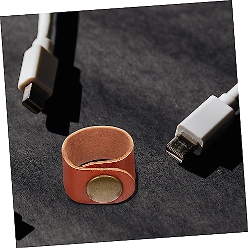 Tofficu 50 piezas ataduras de cuero para gestión de cables, organizador de cables para auriculares con diseño de hebilla duradera para hogar, oficina y viaje miniatura 3