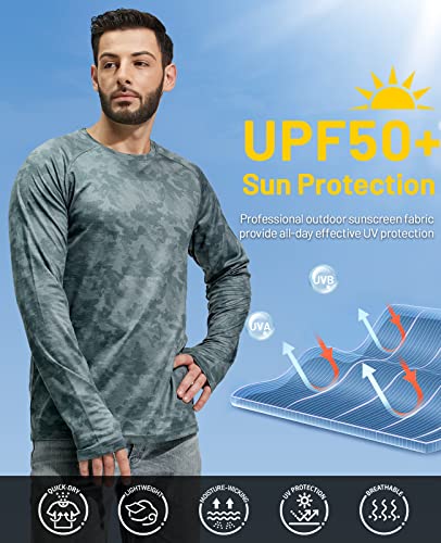 Men's Long Sleeve Workout Shirts UPF 50+ Sun Protection Hiking Shirts Lightweight Outdoor Fishing Tops3