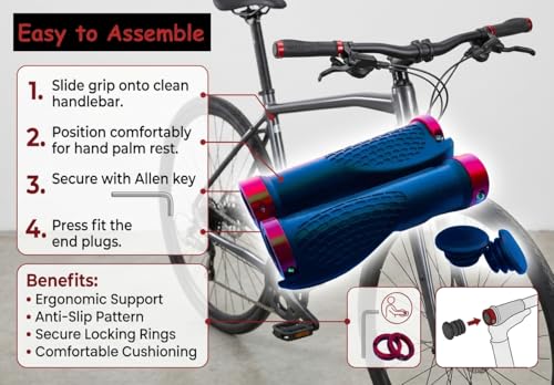 Image of Wavva Bike Handlebar Grips, Bicycle Handle Bar, for BMX, Mountain, MTB, Beach Cruiser, Scooter, Folding Bike, Soft Non Slip Rubber Hand Grip Comfortable.