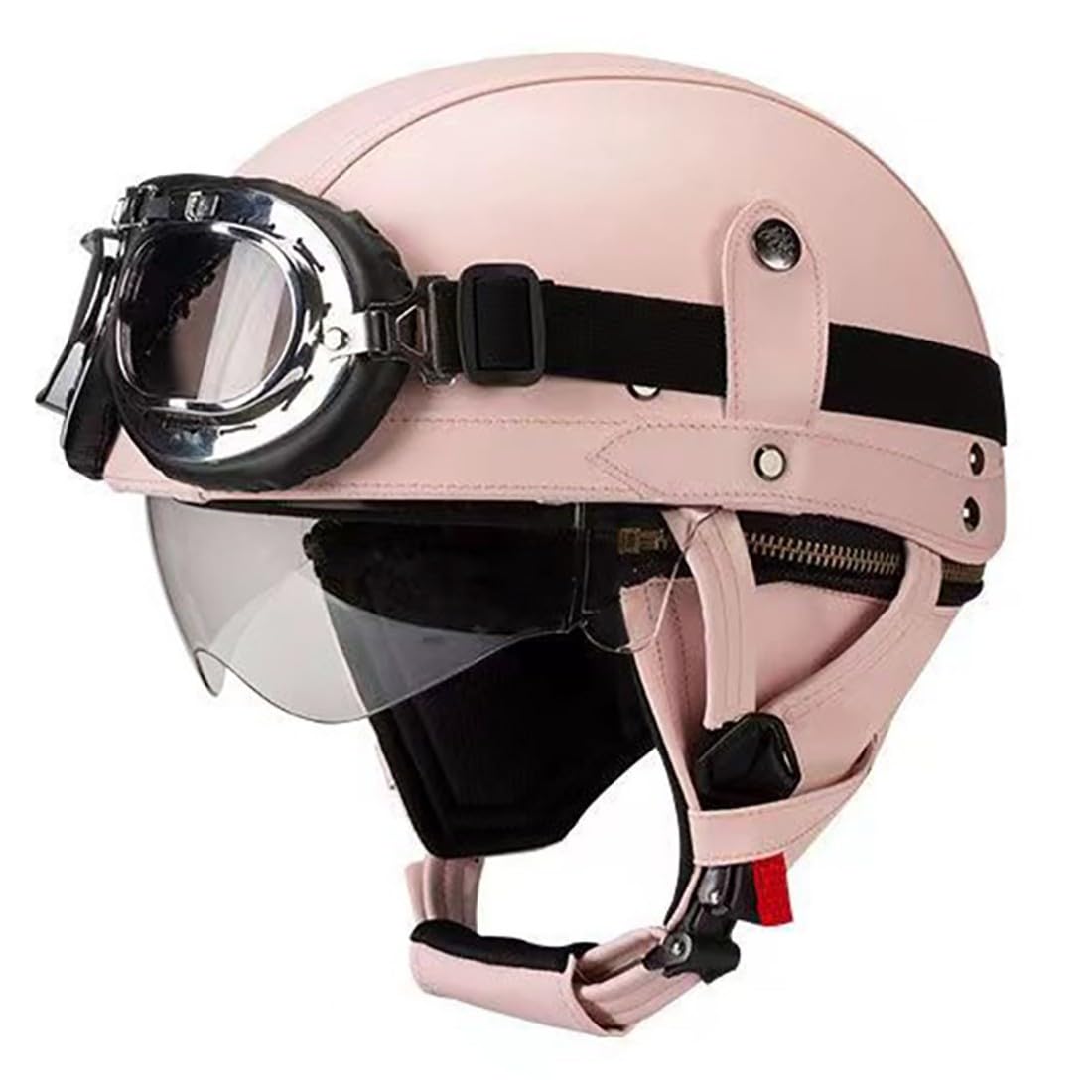 Leren Halve Helm Duitse Stijl Retro Motorhelm DOT/ECE Goedgekeurde