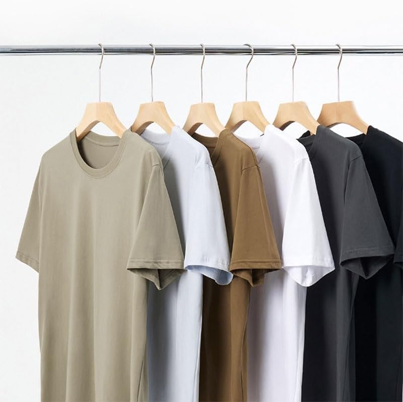 Men Casual Basic Short Sleeves Fashion Cotton Round Neck T-Shirt Breathable Sweat-Wicking Pullover Vest Gray
