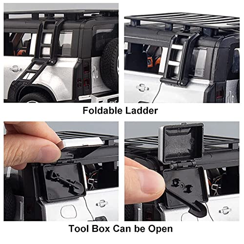 Image of LONGMIRE Metal Pull Back Diecast Car Pull Back Model with Sound Light Boys Gifts Toys for Kids Pack of 1, Multicolor (1:24 Land Rover Defender)