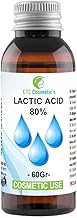 Acide lactique 80% - 60 gr contrôle du pH, soins de la peau, du corps et des cheveux, soins peeling, rajeunissement et éclaircissant, kératolytique, exfolie la peau