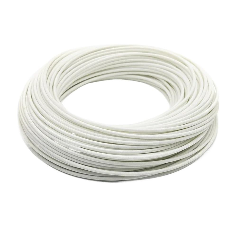 LOMNCHSG Wire Insulation Braid Fire Sleeve, Fiberglass Flexible Tube Braided Sleeve Silicone Resin High Temp Multicolor Multiple Sizes(White,1MM*2M)