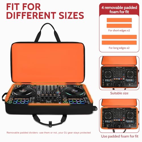 Image of BOSSTIN DJ Controller Case with Wheels Compatible with DDJ FLX10 /1000 /FLX6 /REV7 /REV5, Rolling DJ Case for Equipment, Padded Large DJ Backpack with Multi-Pocket for Laptop Accessories (Black Red)