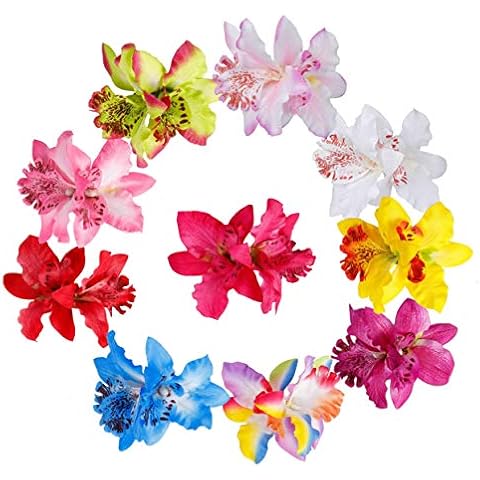 Flower Hairpin Multicolor Double Orchid Flower Hair Clip for Lady Women Girls Bridal Wedding Party Beach Hair Style Accessories 10 Pack Cover