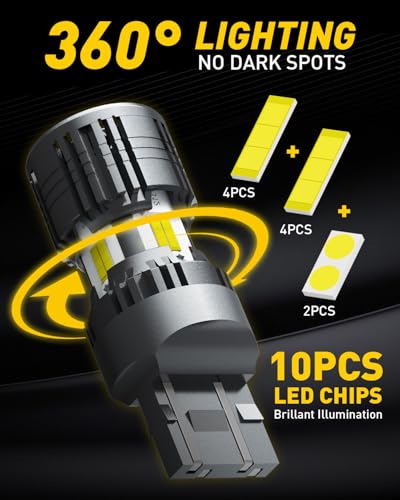 Image of AUXITO 7443 7440 LED Bulb Reverse light with Built In Resistor Canbus Ready 7441 7444 W21W LED White Bulb for Backup Parking Daytime Running Turn Signal Lights, Pack of 2