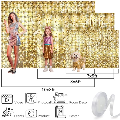 Fondo Brillante Dorado 8x6 FT para Fotografía y Eventos miniatura 6