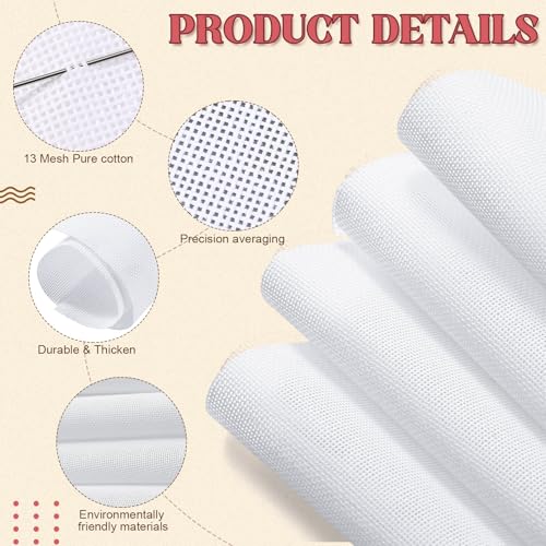 Image of Frienda 28 Pcs Needlepoint Canvas 13 Mesh, 2 Sheets 16x20 Inch White