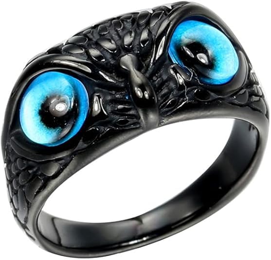 Black Stainless Steel Owl/Ullu Bird Face Design Thumb Finger Ring Open Adjustable Owl Animal Rings Statement Jewelry for Women Girls Men Ring Jewelry Fingers Accessories-image-42