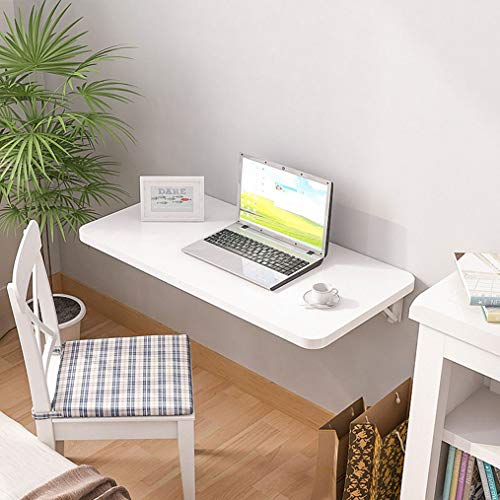 JCJ Mesa De Pared Plegable, Escritorio Abatible Pared, Escritorio Plegable Pared De Espacios Pequeños, Mesa Cuadro Abatible para Dormitorio, Oficina, Balcón (Blanco)