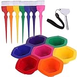 Small Hair Coloring Dye Mixing Tint Bowls and Brush Kit - Set of 7 Different Rainbow Color