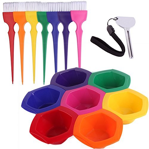 PERFEHAIR Small Hair Coloring Dye Mixing Tint Bowls and Brush Kit - Set of 7 Rainbow Colors | 6.8 fl oz per Bowl