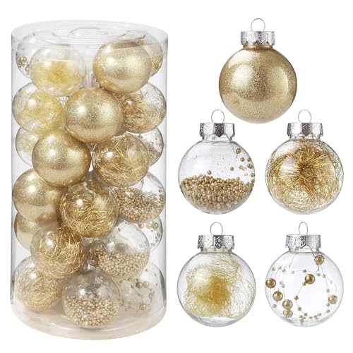 30 Pièces Boules de Noël,Boules de Noël pour Arbre de noël fête de Mariage décor pour Décorations de Noël Intérieure ou Extérieure (Doré)