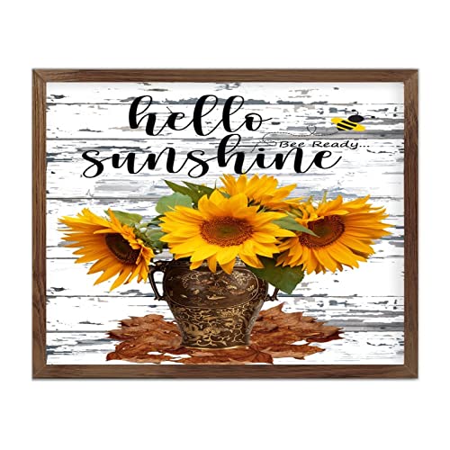 Plaque en bois moderne Hello Sunshine pour déco murale de cuisine 40x50 cm