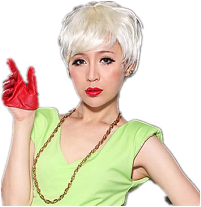 Meylee Wig GHOPS Capless Sexy Short High Quality Synthetic Curly Pure White Hair Wig
