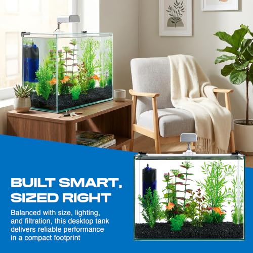 Image of PENN-PLAX Water-World Radius Desktop Nano Aquarium Kit - Come with LED Light, Internal Filter, and Mat - Perfect for Shrimp and Small Fish - 5 Gallon Tank