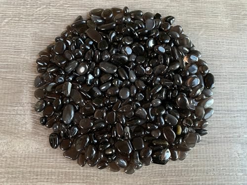 Image of 2 oz Lot Natural Black Obsidian Semi Tumbled Gemstone Chips, Crushed Mini Crystals, Undrilled Crystal Chips (Black Obsidian)