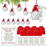 Yuxung 6 Sets Good Luck Gnome Pendant Metal Gnome Charm with Wish Cards Flannel Bag Gnome Ornament Lucky Little Gnome Employee Appreciation Gifts for Staff Coworker Companion