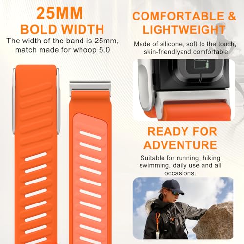 Image of omee Silicone Sport Band Compatible with Whoop 5.0 Band Strap Men Women, Breathable Sport Adjustable Waterproof Replacement Wristbands Straps for Whoop 5.0 Silicone Bands