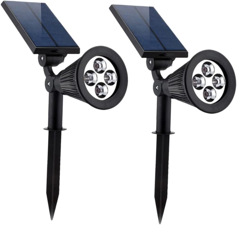 2 Pcs Waterproof RGB Solar Spotlights 4 LEDs Outdoor Landscape Light for Lawn and Garden Plug-in Ground Lamp Color Changing Solar Powered Light