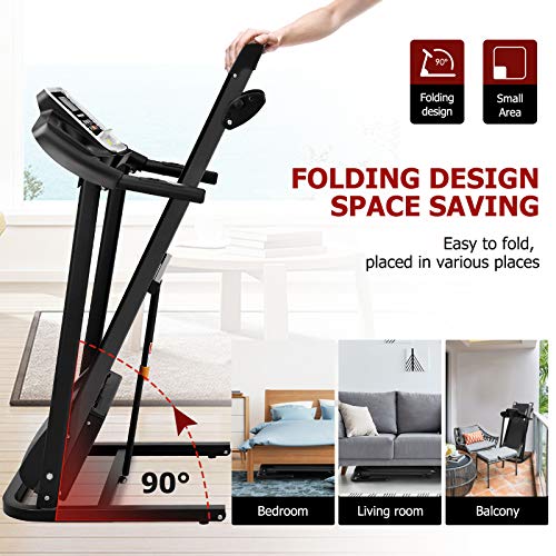 IMIKEYA Esteira dobrável com 15,7 cm de largura, 2.0 HP, máquina de corrida elétrica com garrafa e s