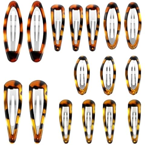 COMNICO 16Pcs Tortoise Snap Hair Clips Cover
