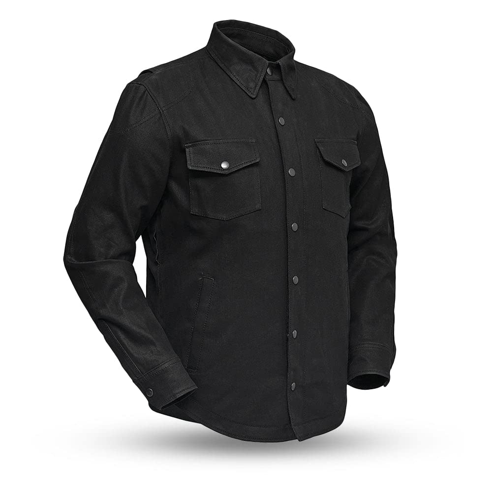 First Mfg Co - Equalizer - Men's Motorcycle Biker Riding Black Denim Shirt - 5X Large