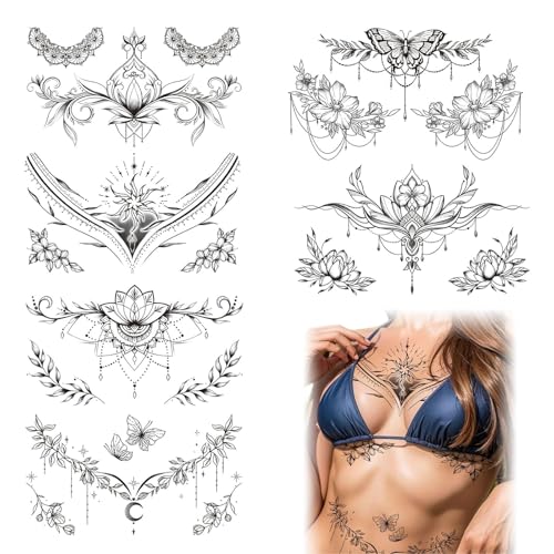 VelvetGlow 6 Pcs GroßE Schwarze Blume Brust...